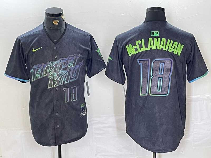 Mens Tampa Bay Rays #18 Shane McClanahan Number Charcoal 2024 City Connect Limited Stitched Jersey